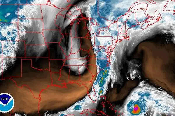 Water vapor satellite image from the National Weather Service